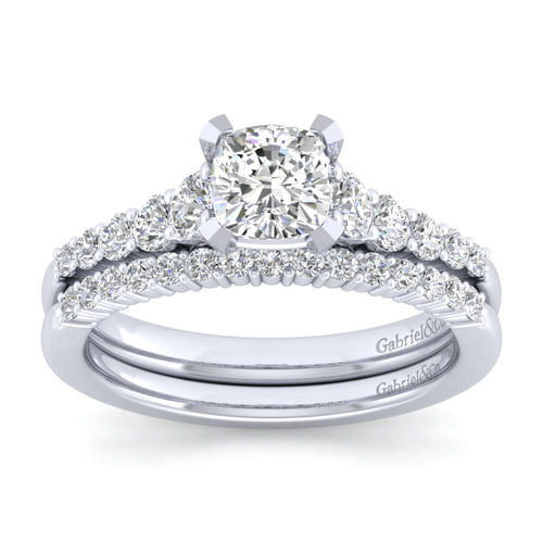 14K White Gold Cushion Cut Diamond Engagement Ring