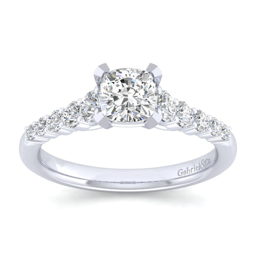 14K White Gold Cushion Cut Diamond Engagement Ring