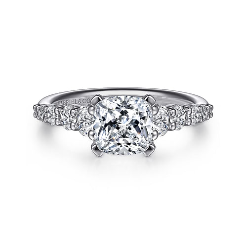 14K White Gold Cushion Cut Diamond Engagement Ring