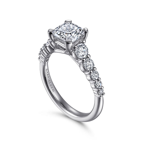 14K White Gold Cushion Cut Diamond Engagement Ring