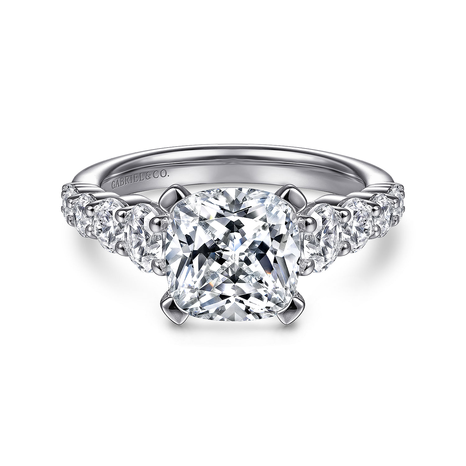 Gabriel - 14K White Gold Cushion Cut Diamond Engagement Ring