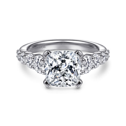 14K White Gold Cushion Cut Diamond Engagement Ring
