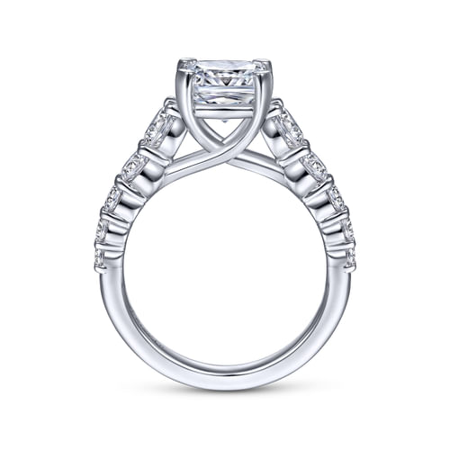 14K White Gold Cushion Cut Diamond Engagement Ring