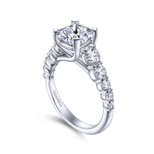 14K White Gold Cushion Cut Diamond Engagement Ring