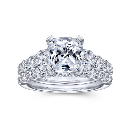 14K White Gold Cushion Cut Diamond Engagement Ring