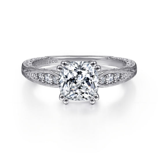 Gabriel - 14K White Gold Cushion Cut Diamond Engagement Ring