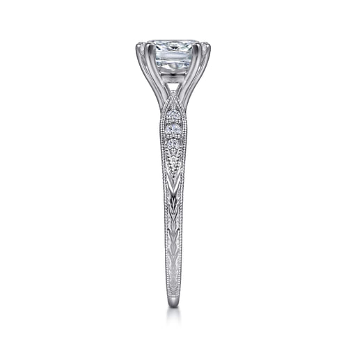 14K White Gold Cushion Cut Diamond Engagement Ring