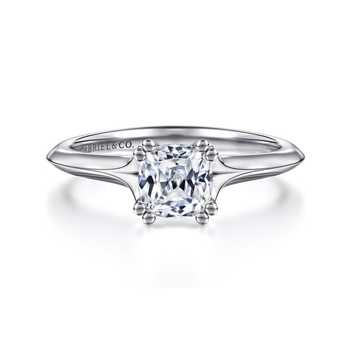 14K White Gold Cushion Cut Diamond Engagement Ring