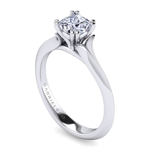 14K White Gold Cushion Cut Diamond Engagement Ring