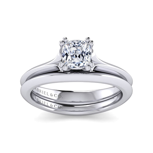 14K White Gold Cushion Cut Diamond Engagement Ring