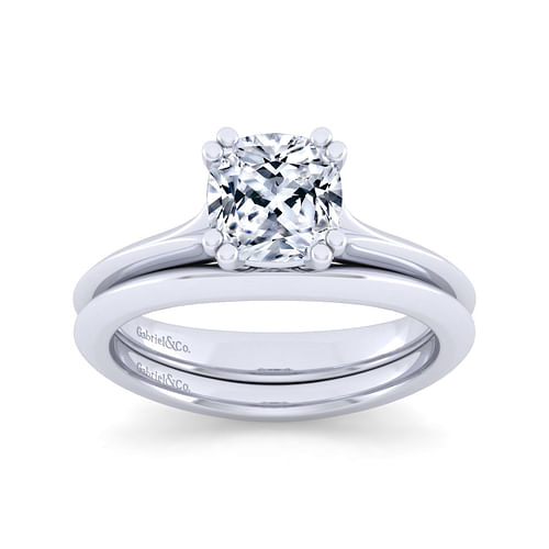 14K White Gold Cushion Cut Diamond Engagement Ring