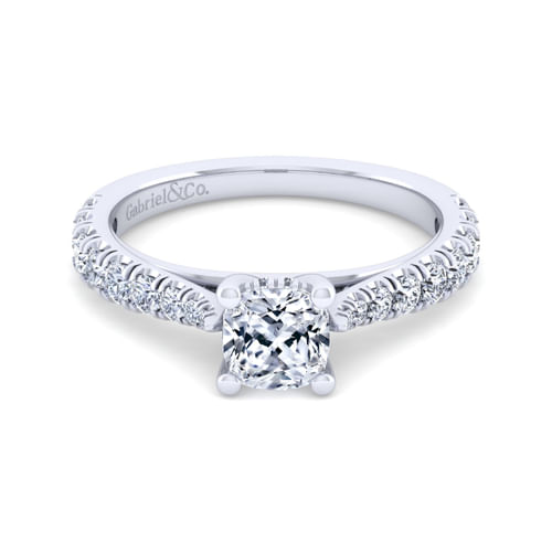 14K White Gold Cushion Cut Diamond Engagement Ring