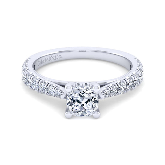 Gabriel - 14K White Gold Cushion Cut Diamond Engagement Ring