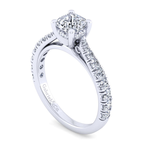 14K White Gold Cushion Cut Diamond Engagement Ring