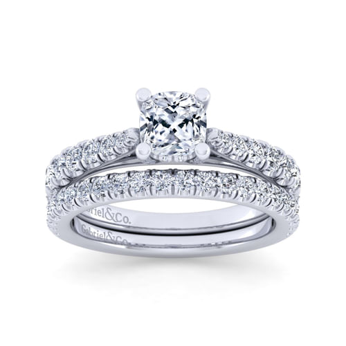 14K White Gold Cushion Cut Diamond Engagement Ring