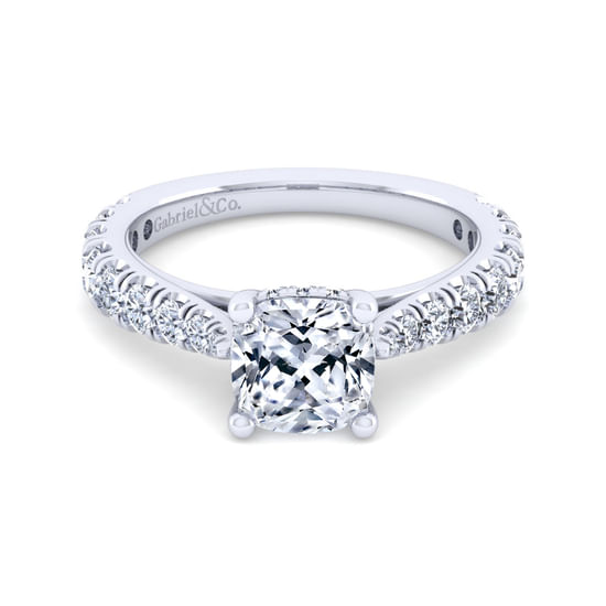 Gabriel - 14K White Gold Cushion Cut Diamond Engagement Ring