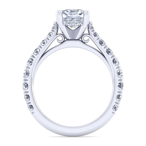 14K White Gold Cushion Cut Diamond Engagement Ring