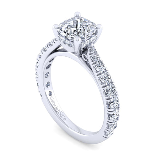 14K White Gold Cushion Cut Diamond Engagement Ring