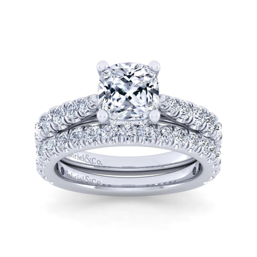 14K White Gold Cushion Cut Diamond Engagement Ring