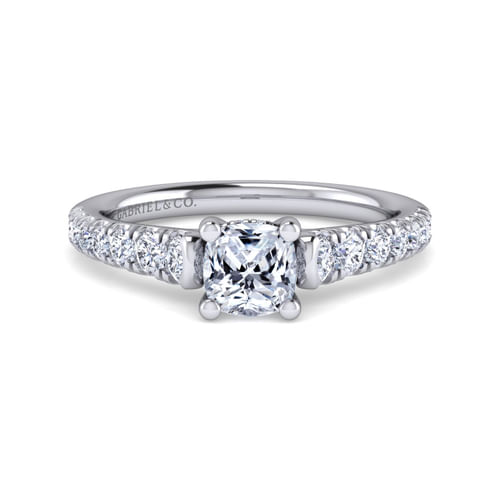 14K White Gold Cushion Cut Diamond Engagement Ring