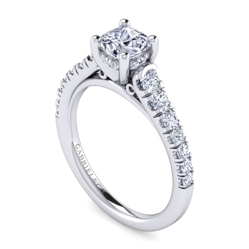 14K White Gold Cushion Cut Diamond Engagement Ring