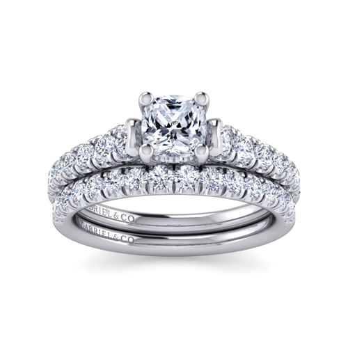 14K White Gold Cushion Cut Diamond Engagement Ring
