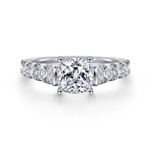 14K White Gold Cushion Cut Diamond Engagement Ring
