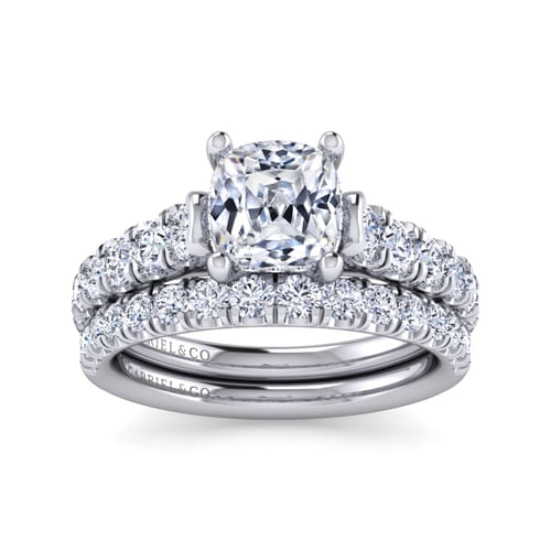 14K White Gold Cushion Cut Diamond Engagement Ring