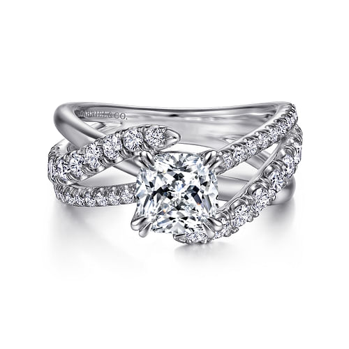 14K White Gold Cushion Cut Diamond Engagement Ring