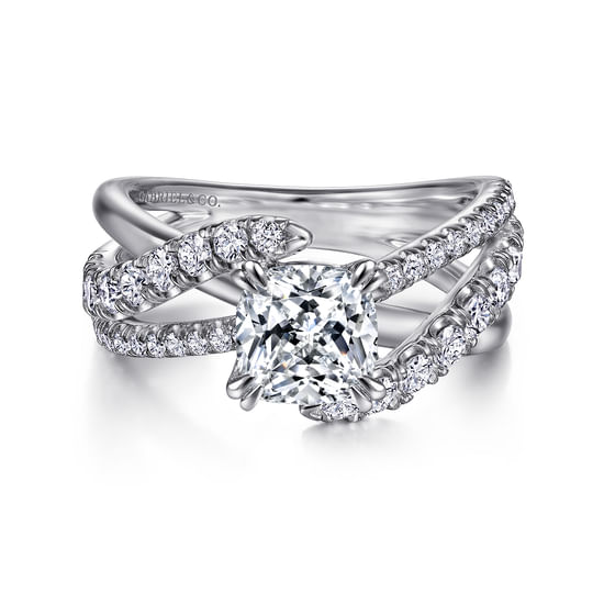 Gabriel - 14K White Gold Cushion Cut Diamond Engagement Ring