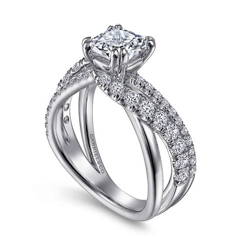 14K White Gold Cushion Cut Diamond Engagement Ring