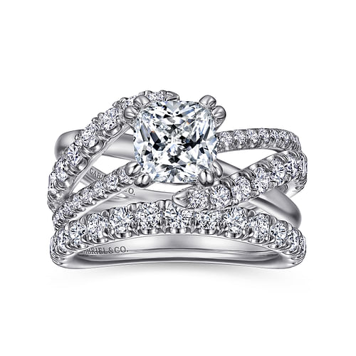 14K White Gold Cushion Cut Diamond Engagement Ring