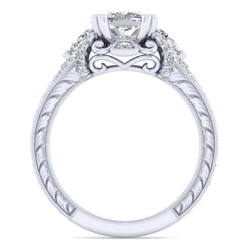 14K White Gold Cushion Cut Diamond Engagement Ring