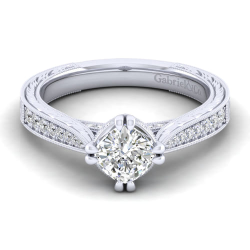 14K White Gold Cushion Cut Diamond Engagement Ring 14K White Gold Cushion Cut Diamond Engagement Ring