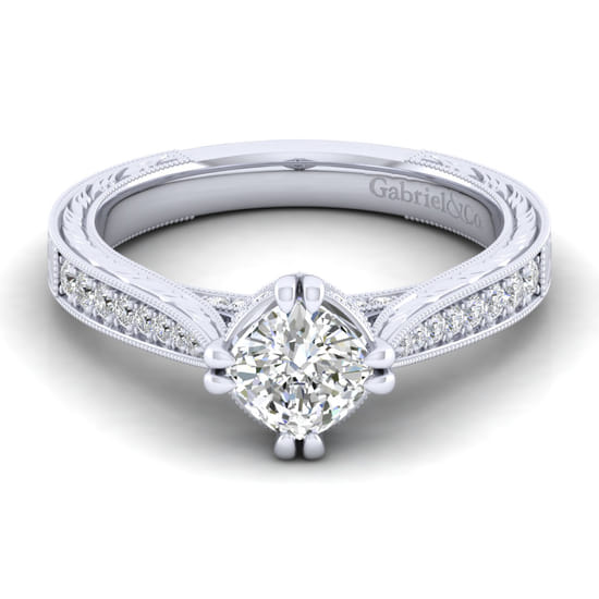 Gabriel - 14K White Gold Cushion Cut Diamond Engagement Ring Gabriel - 14K White Gold Cushion Cut Diamond Engagement Ring