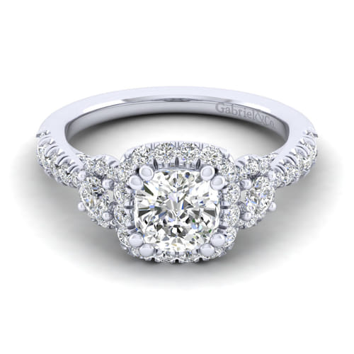 14K White Gold Cushion Cut Diamond Engagement Ring