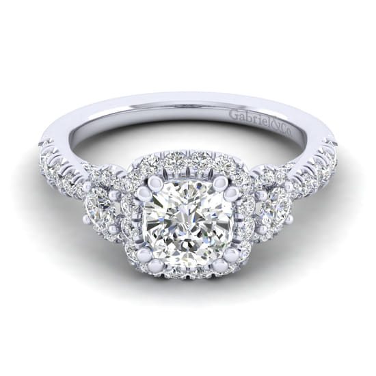 Gabriel - 14K White Gold Cushion Cut Diamond Engagement Ring