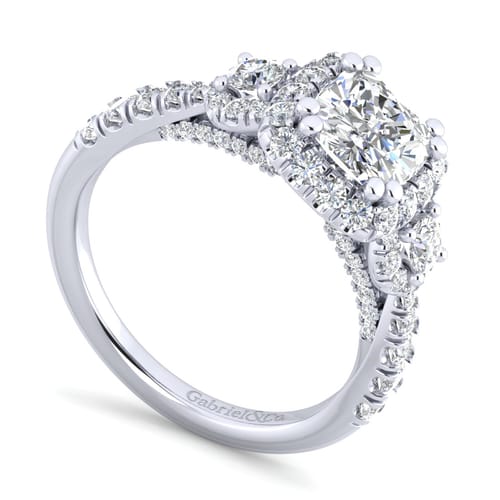 14K White Gold Cushion Cut Diamond Engagement Ring