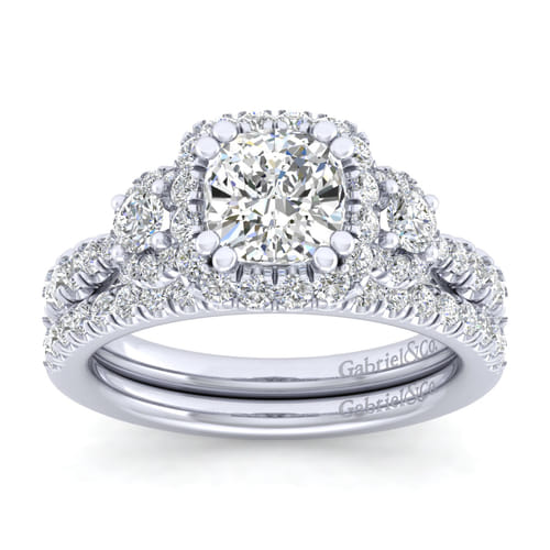 14K White Gold Cushion Cut Diamond Engagement Ring