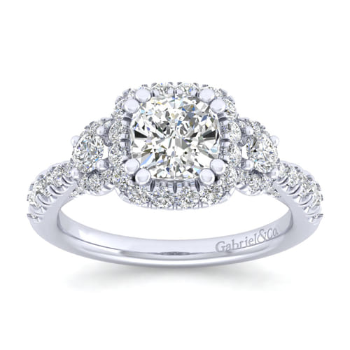 14K White Gold Cushion Cut Diamond Engagement Ring