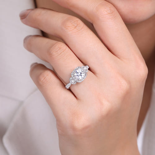 14K White Gold Cushion Cut Diamond Engagement Ring