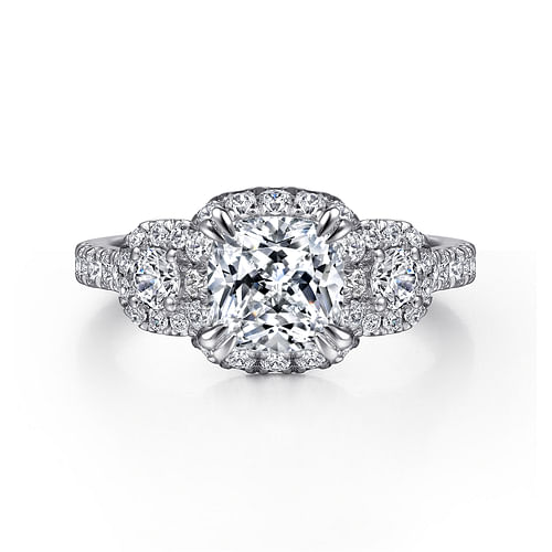 14K White Gold Cushion Cut Diamond Engagement Ring