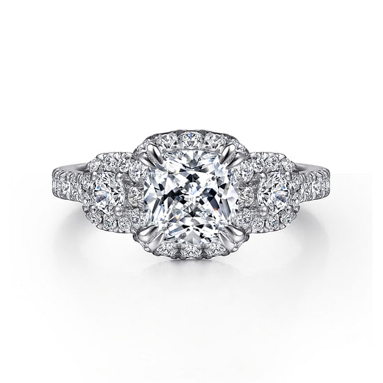 Gabriel - 14K White Gold Cushion Cut Diamond Engagement Ring