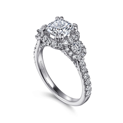 14K White Gold Cushion Cut Diamond Engagement Ring