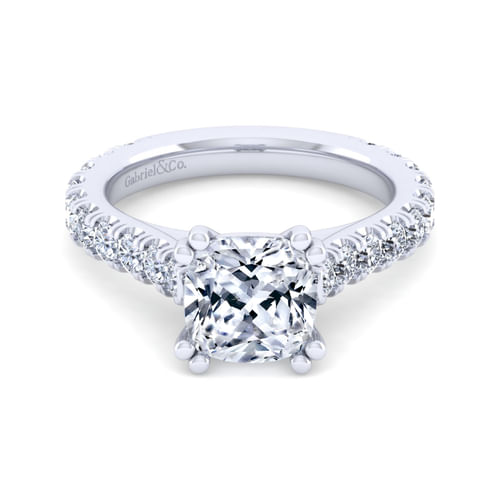 14K White Gold Cushion Cut Diamond Engagement Ring