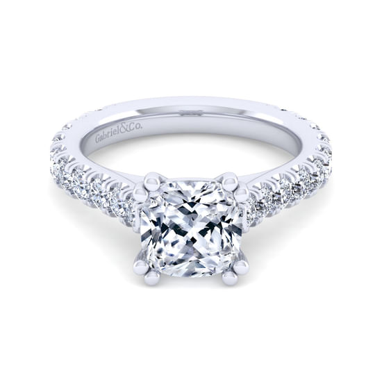 Gabriel - 14K White Gold Cushion Cut Diamond Engagement Ring
