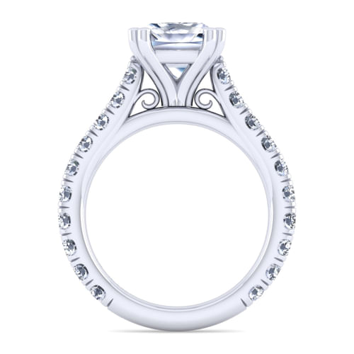 14K White Gold Cushion Cut Diamond Engagement Ring