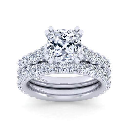 14K White Gold Cushion Cut Diamond Engagement Ring