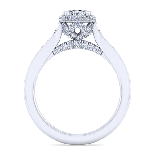 14K White Gold Cushion Cut Diamond Engagement Ring