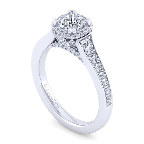 14K White Gold Cushion Cut Diamond Engagement Ring
